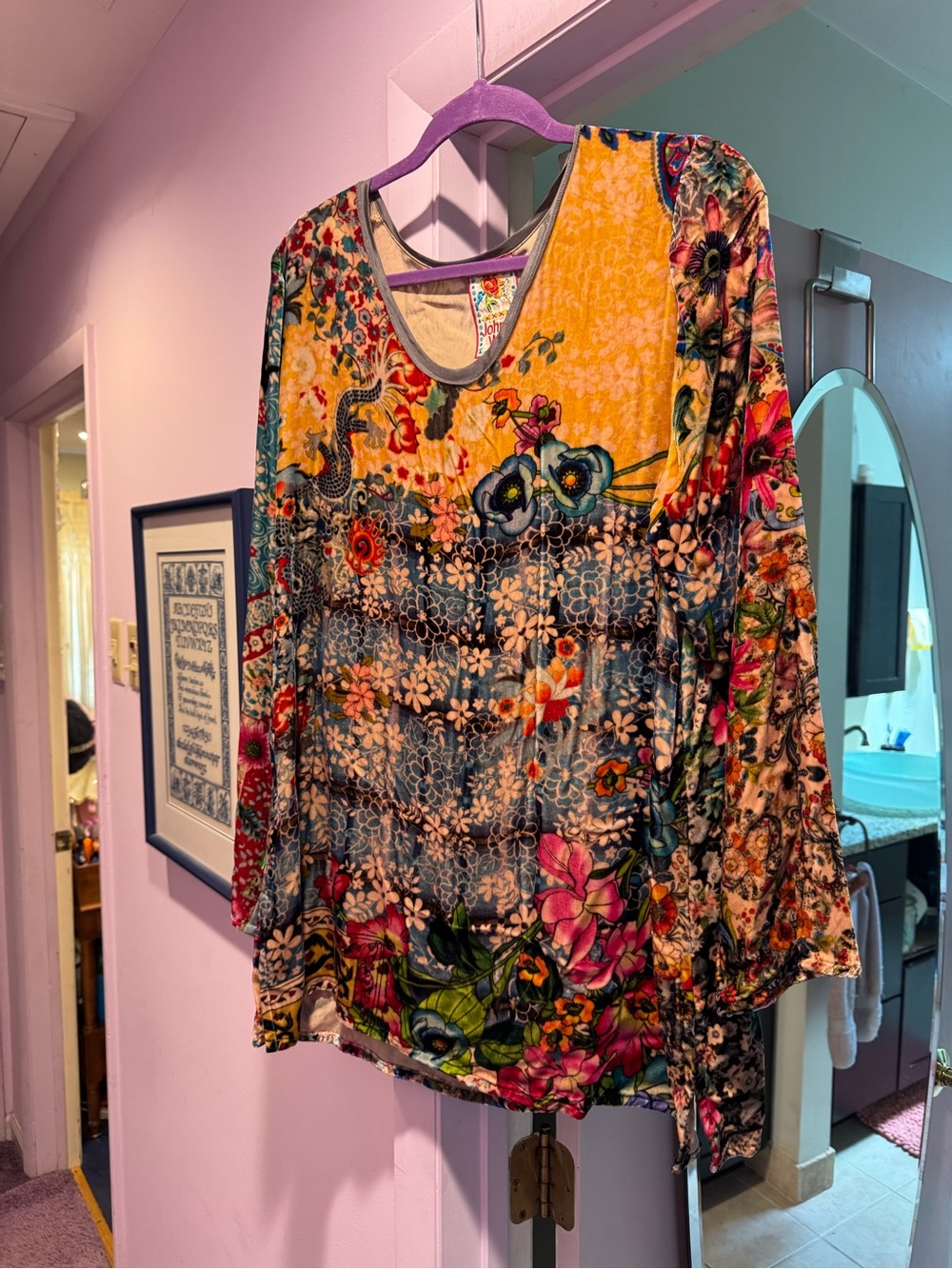 Johnny Was Size L Floral Multi-Color Women's Long Sleeve Top